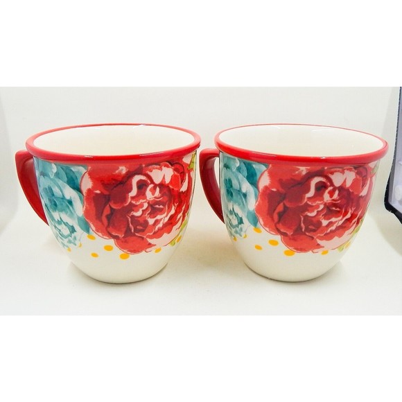 The Pioneer Woman Blossom Jubilee Coffee Cup Mug Latte Stoneware 16 Oz Set of 2 - Picture 3 of 12